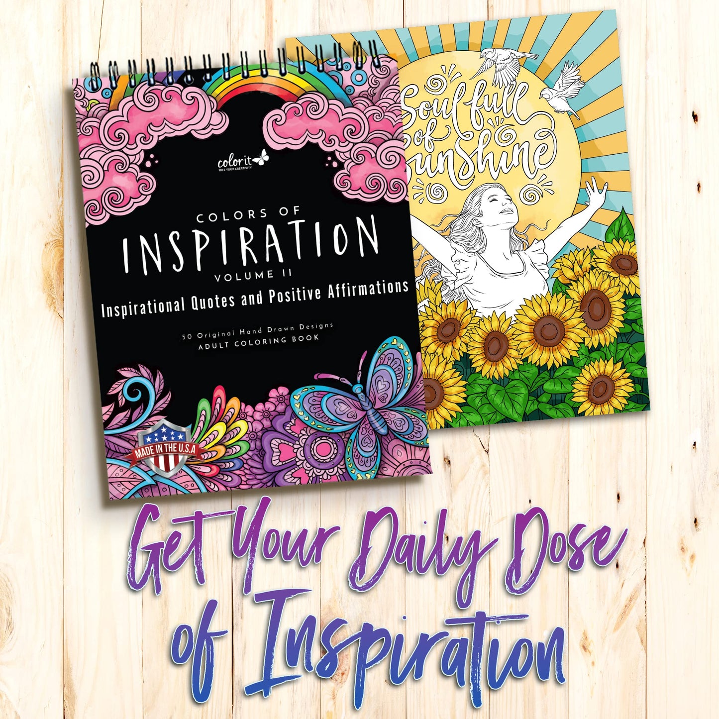 Colors of Inspiration, Remarkable Women Adult Coloring Book Spiral Bound, 50 Empowering Quotes and Affirmations, Thick Paper, Perforated Paper, Lay Flat Hard Cover, Ink Blotter