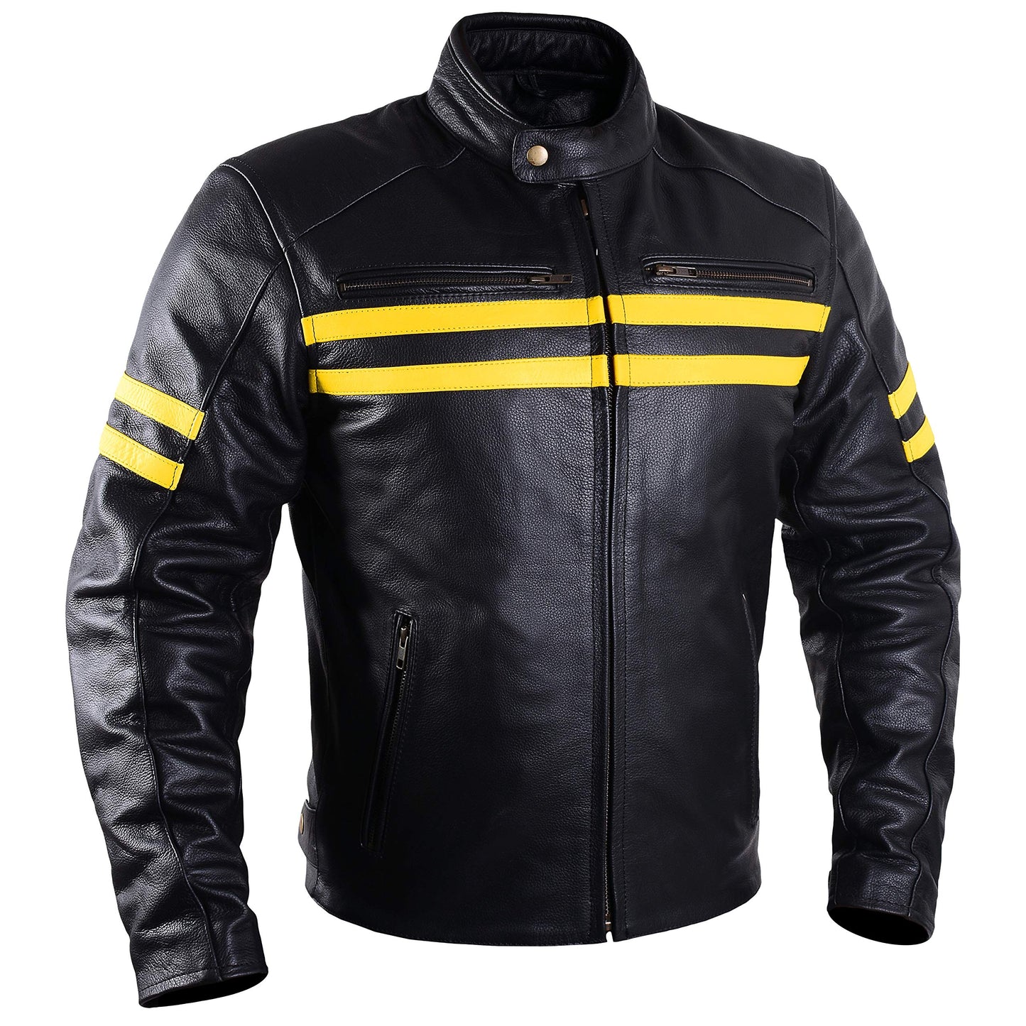 HWK Motorcycle Leather Jackets For Men Black Moto Riding Racing Cafe Racer Retro Biker Jacket CE Armored