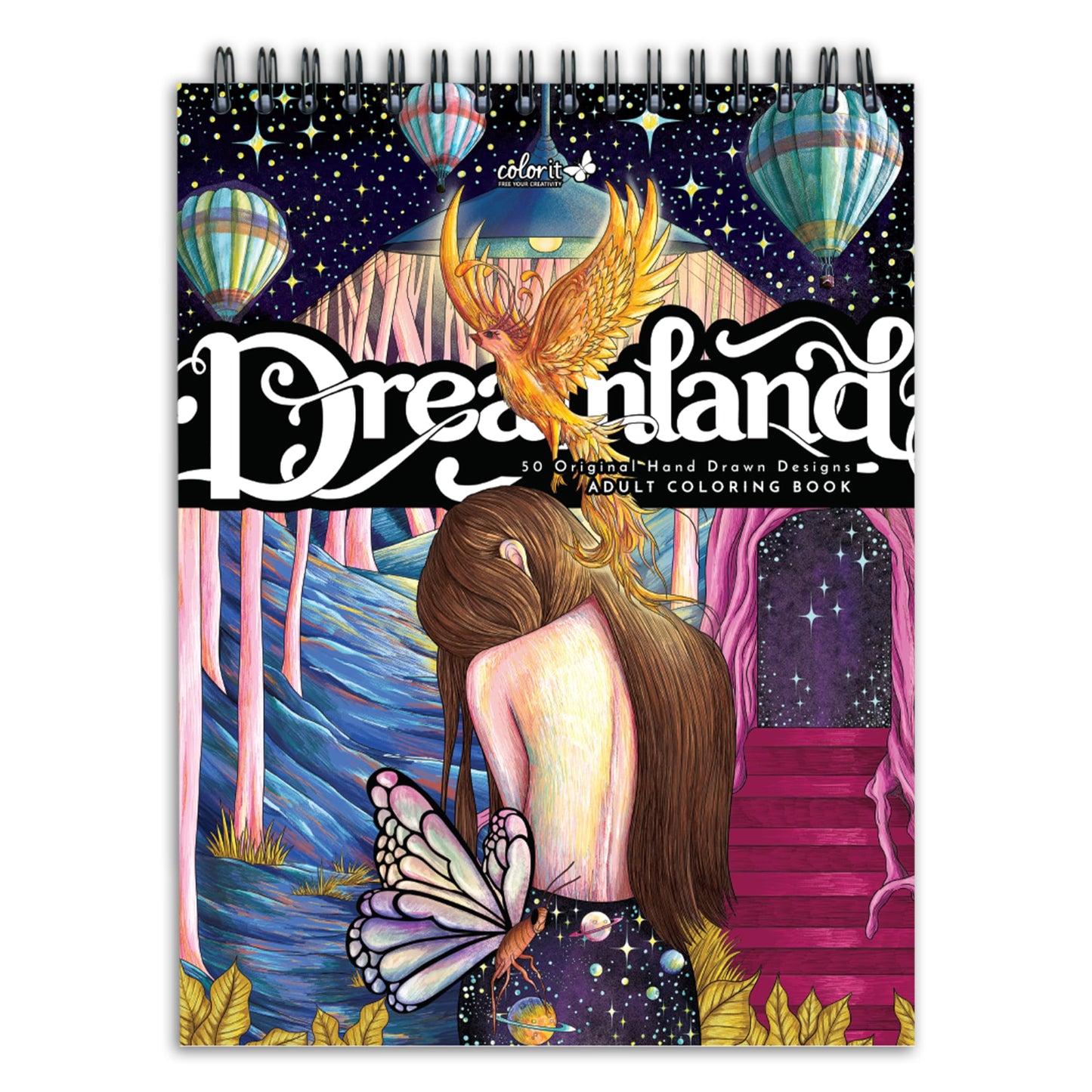 Dreamland Adult Coloring Book - 50 Single-Sided Designs, Thick Paper, Hardback Covers, Spiral Bound, Dreams Pages to Color