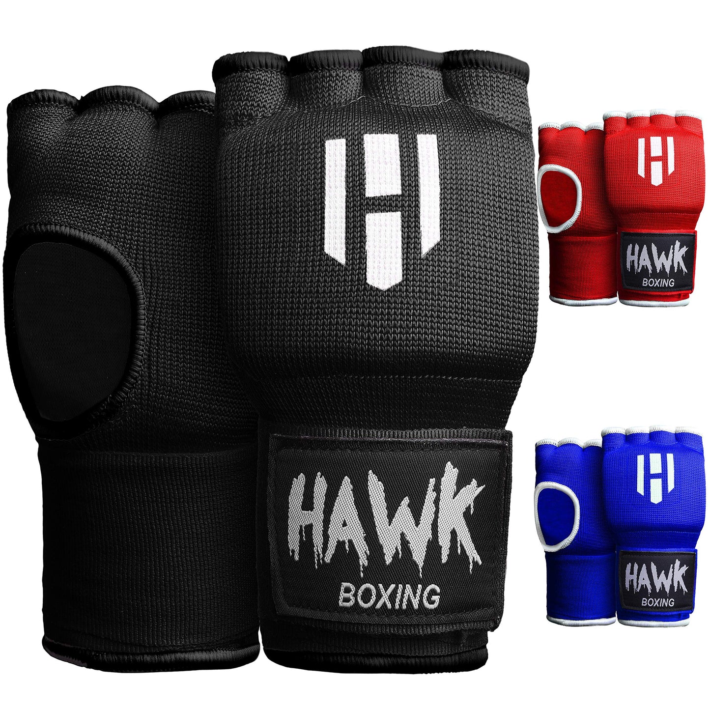 Hawk Padded Inner Gloves Training Gel Elastic Hand Wraps for Boxing Gloves Quick Wraps Men & Women Kickboxing Muay Thai MMA Bandages Fist Knuckle Wrist Wrap Protector Handwraps (Pair)